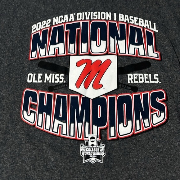 Ole Miss 2022 National Championship Baseball Tee Size XL NWT - Picture 2 of 6